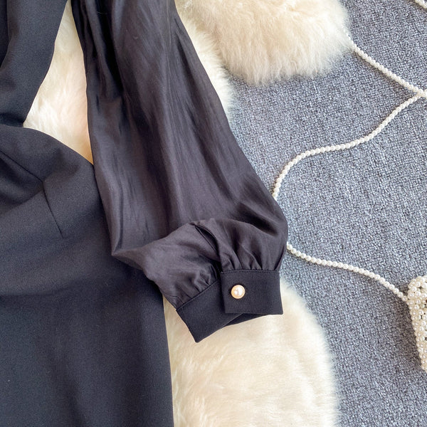 Square Neckline Black Mesh Dress