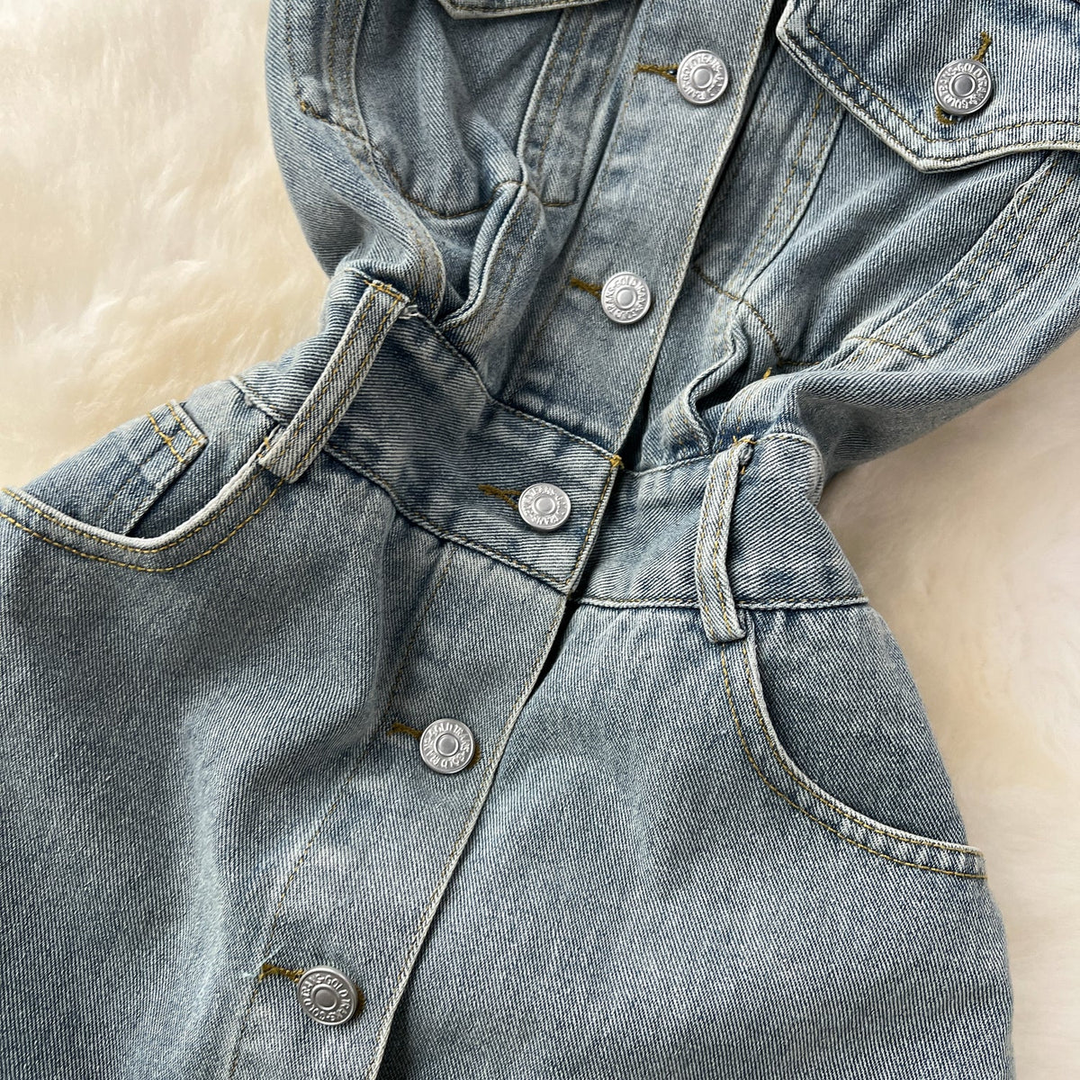 Vintage Distressed Denim Slip Dress