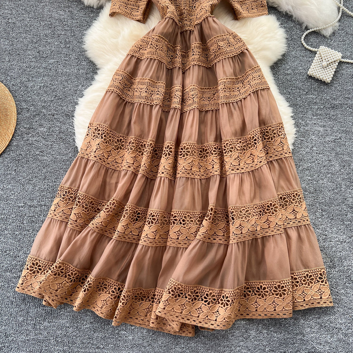 Courtly Elegant Lace Patchwork Dress