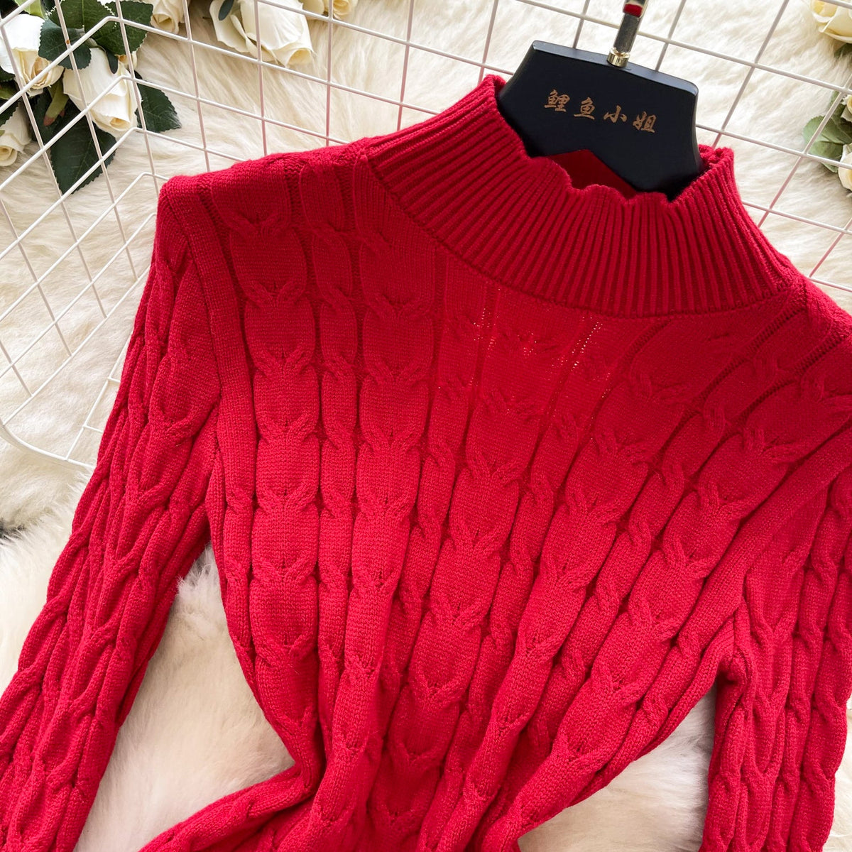 Niche Twisted Knit Backless Sweater Dress