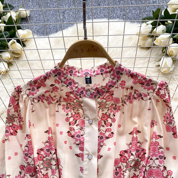 Vintage Flared Sleeve Floral Dress