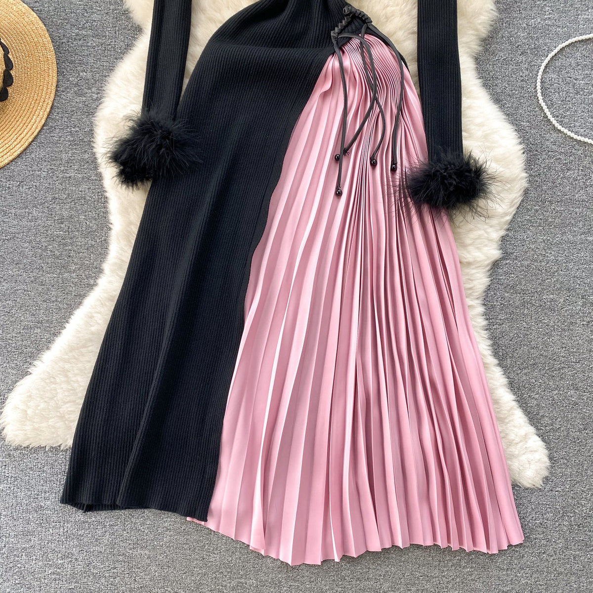 Color Blocking Patchwork Knitted Dress