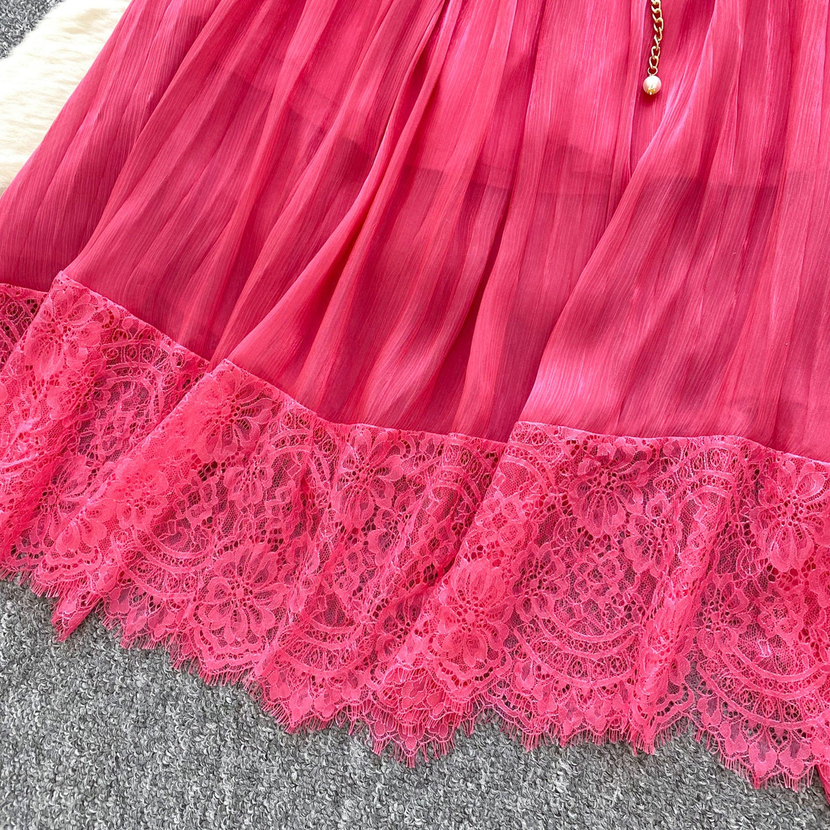 Rhinestone Studded Mesh Patchwork Dress