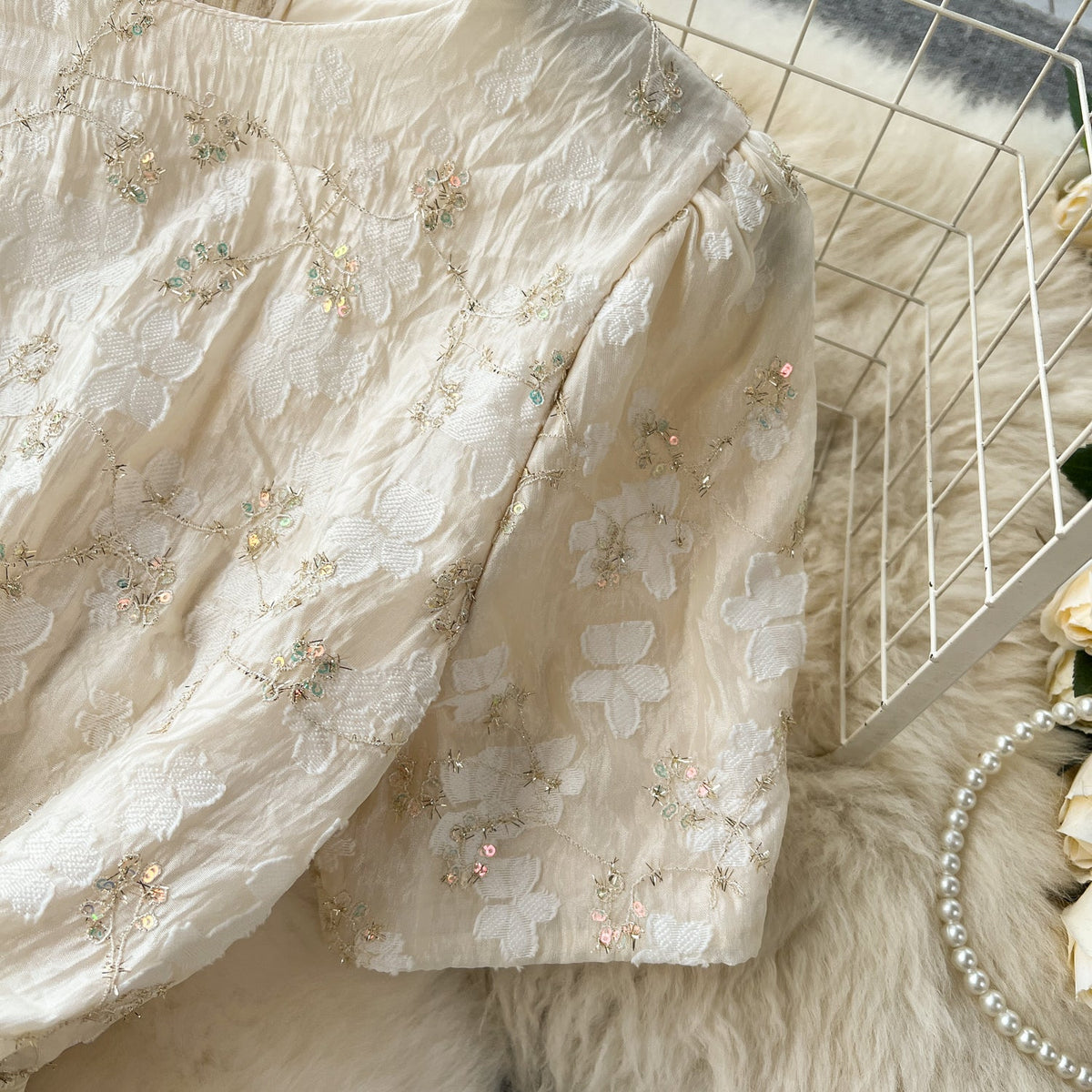 Premium Apricot Embroidered Party Dress
