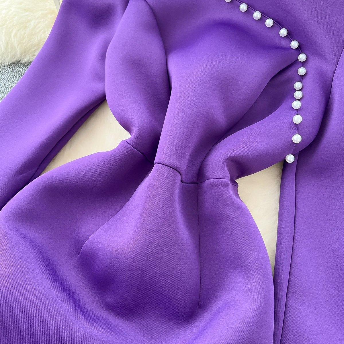 Beaded Mesh Pendulum Purple Dress