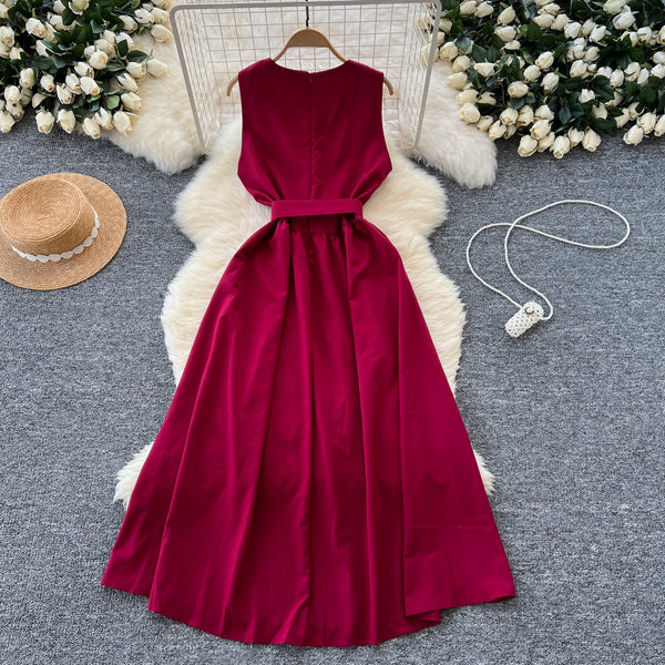 French Style Lace-up Sleeveless Dress