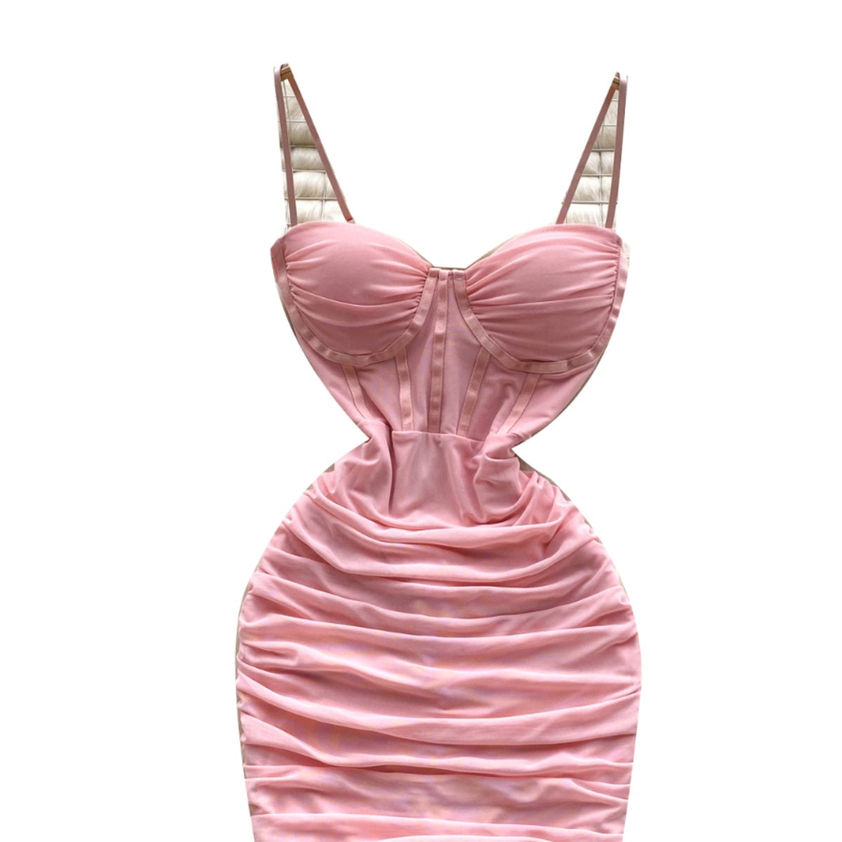 Sexy Pleated Mesh Slip Dress