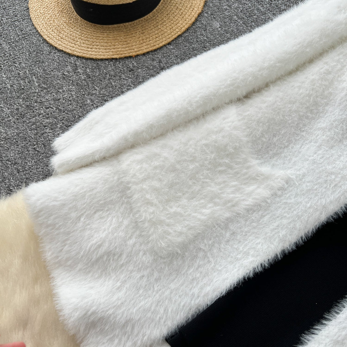 Black Vest Dress&White Cardigan 2Pcs