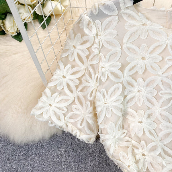 High-end Floral Embroidered White Dress