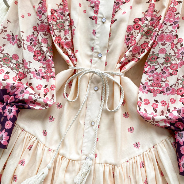 Vintage Flared Sleeve Floral Dress