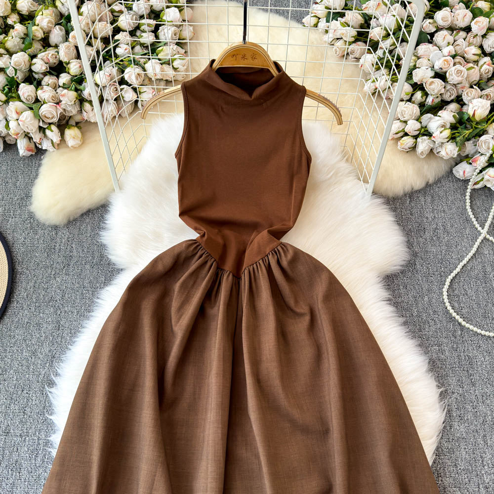 Striped Knitwear&Halter Dress 2Pcs