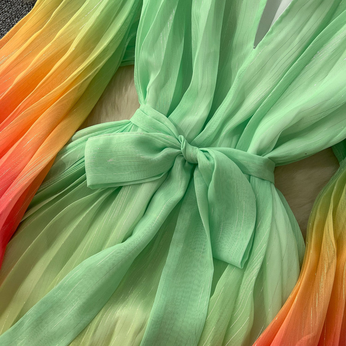 Gradient Color V-neck Fairy Dress