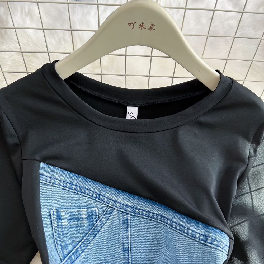 Slim-fit Denim Patchwork Dress