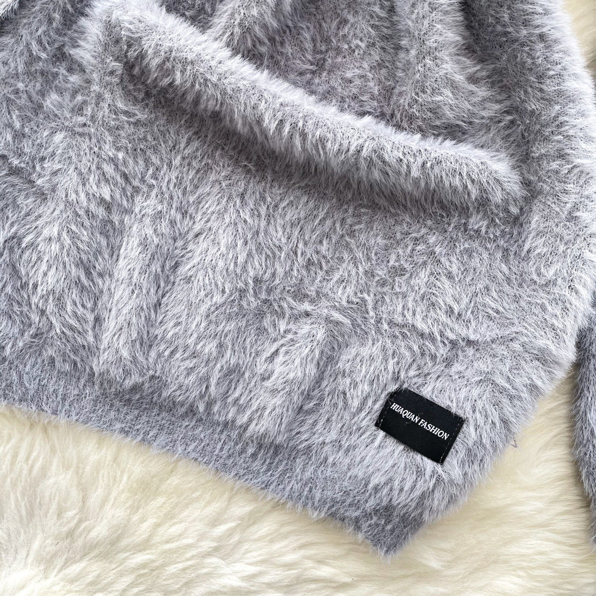 Furry Knitted Dress with Scarf