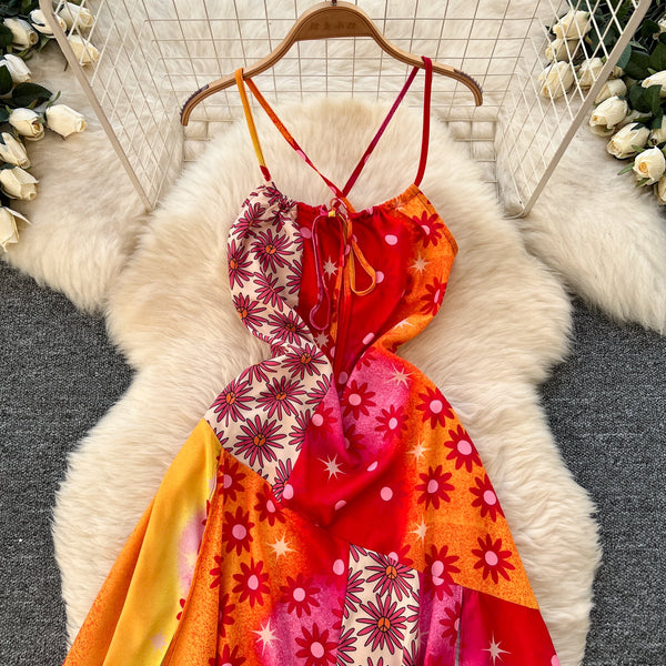 Bohemia Style Printed Halter Dress