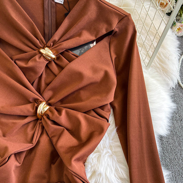 Niche Twisted Knots Pleated Dress