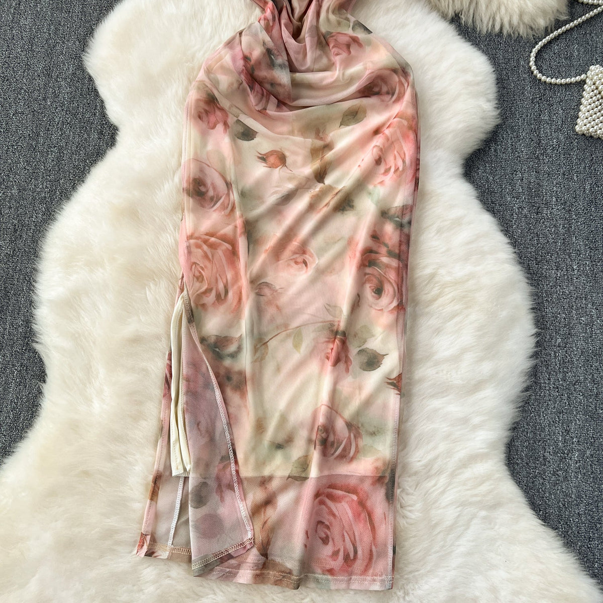 Şık Bodycon Etnik Çiçekli Elbise