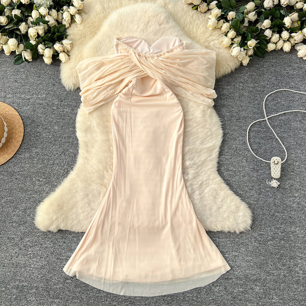 Sequined Embroidered Off-shoulder Mesh Dress
