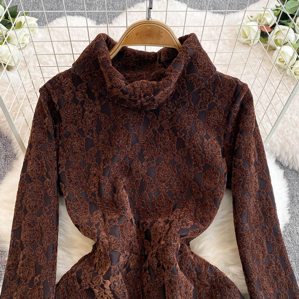 Premium Embroidered Floral Fleece Dress