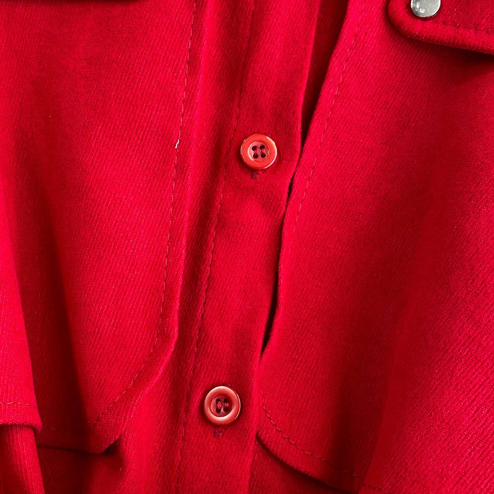 Faux Two-pieces Lapeled Corduroy Dress