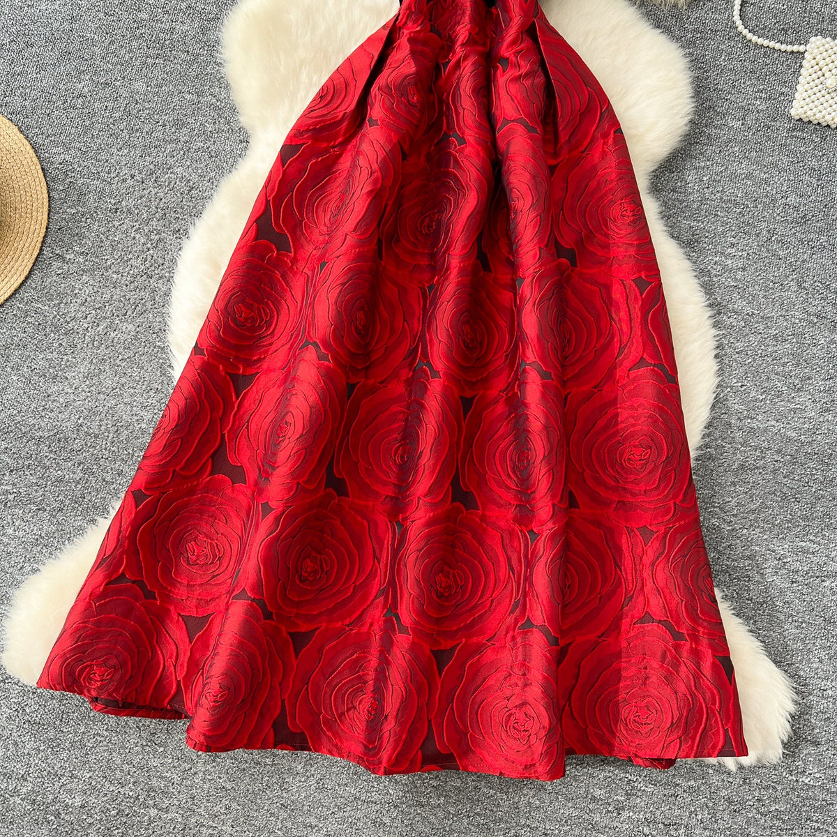 Asimetrik Jakarlı Patchwork Elbise