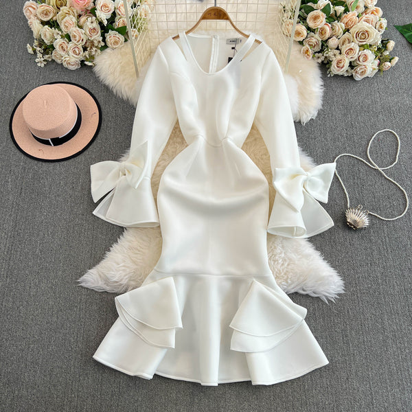 Premium Ruffled Sleeve Fishtail Dress