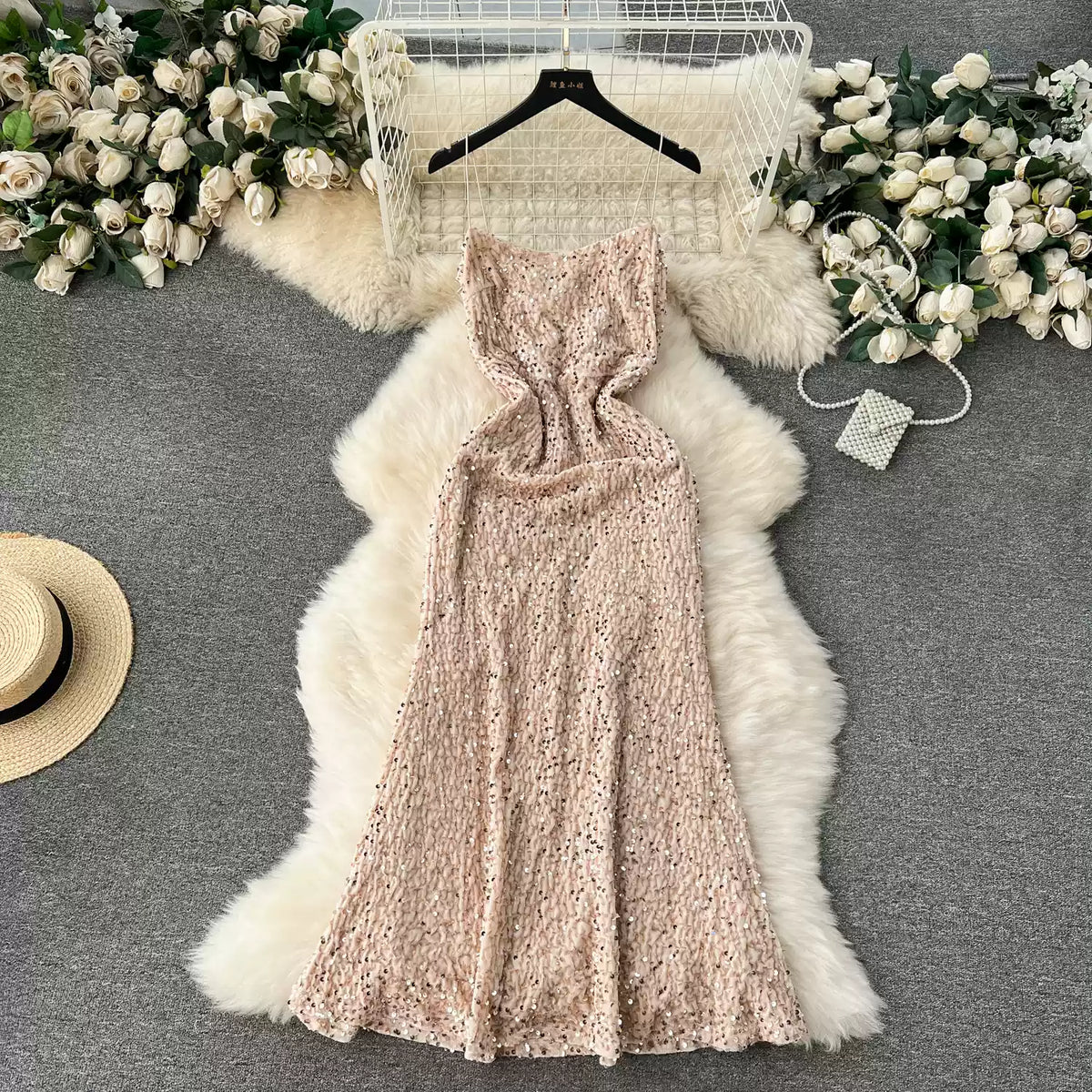 Party Sequined Fishtail Slip Dress