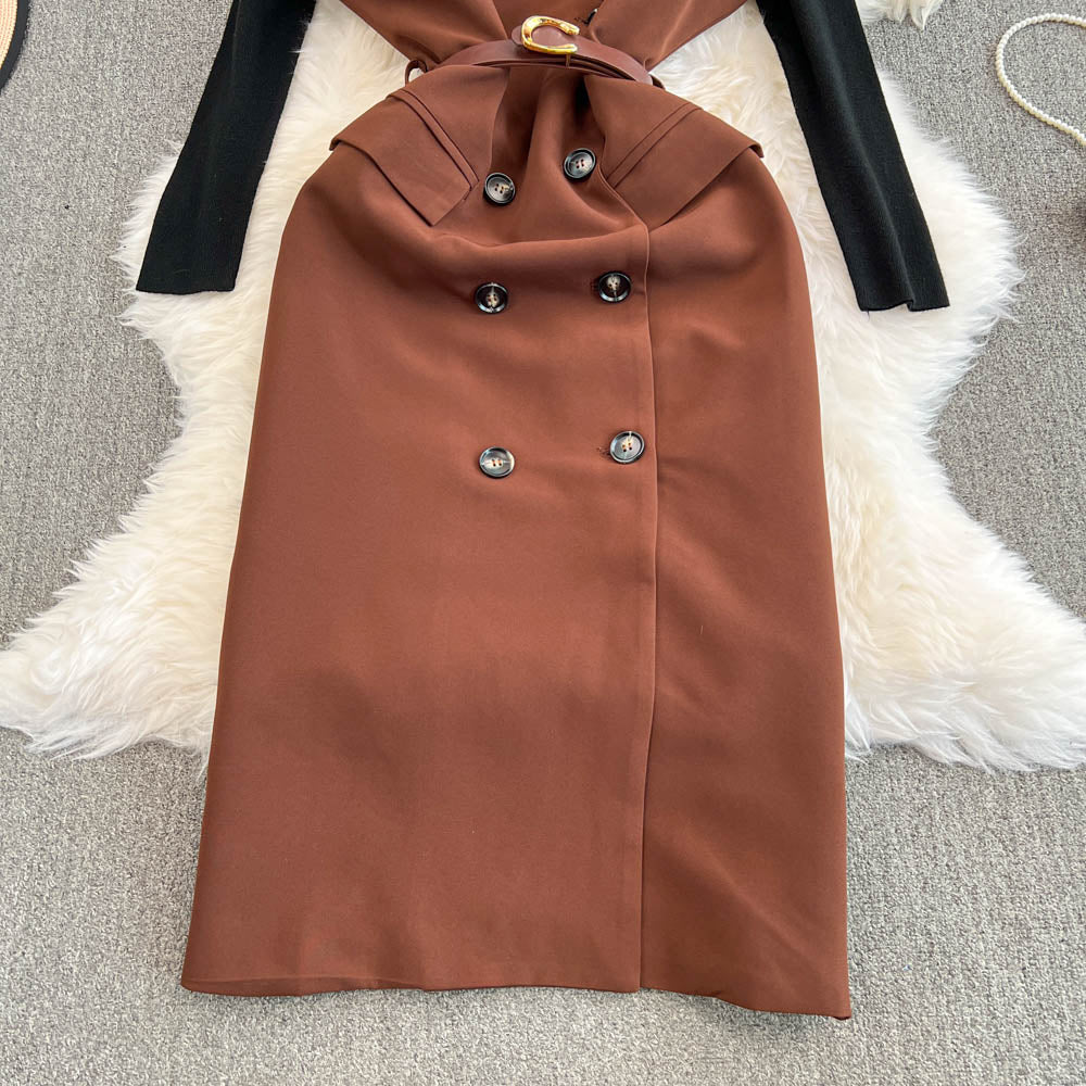 Vest Dress&Bottoming Sweater 2Pcs