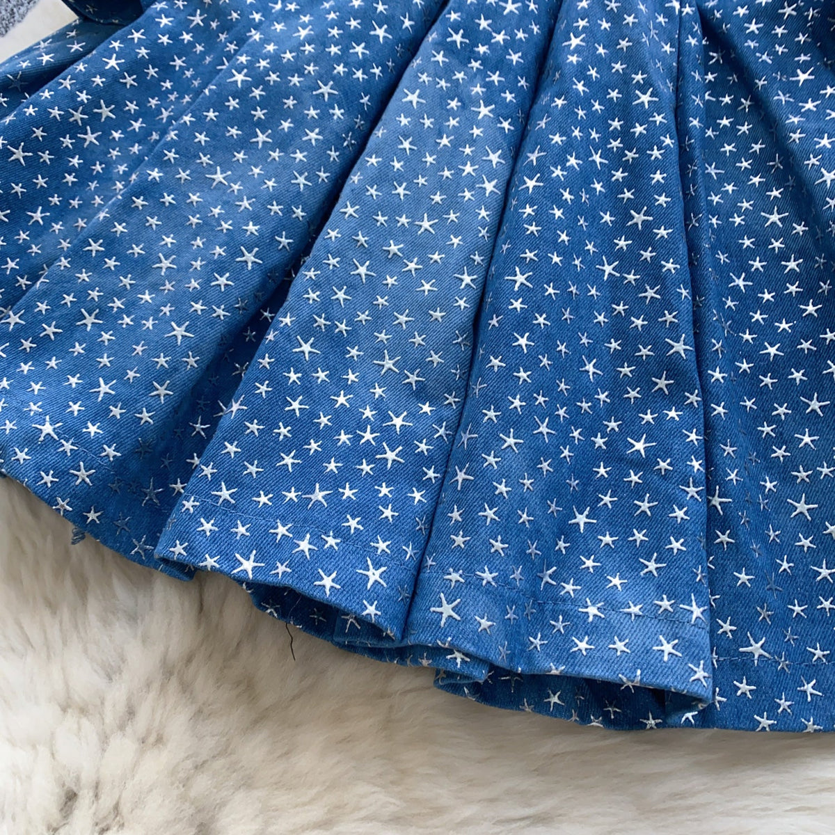 Stand Collar Star Printed Patchwork Dress