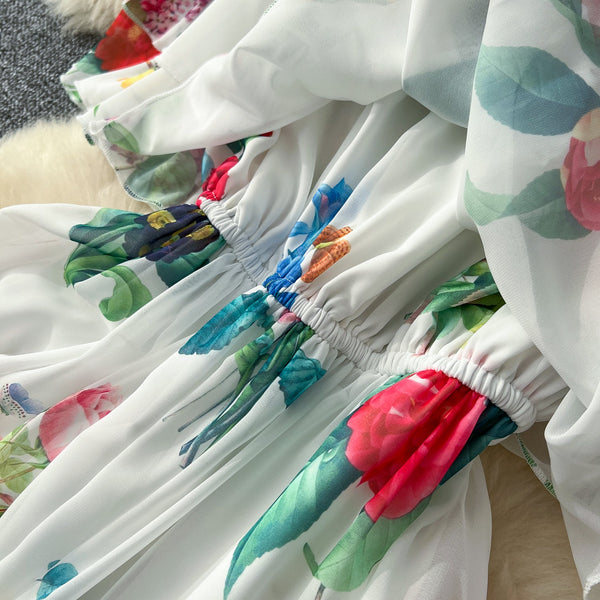 Fairy Off-shoulder Ruffled Floral Dress