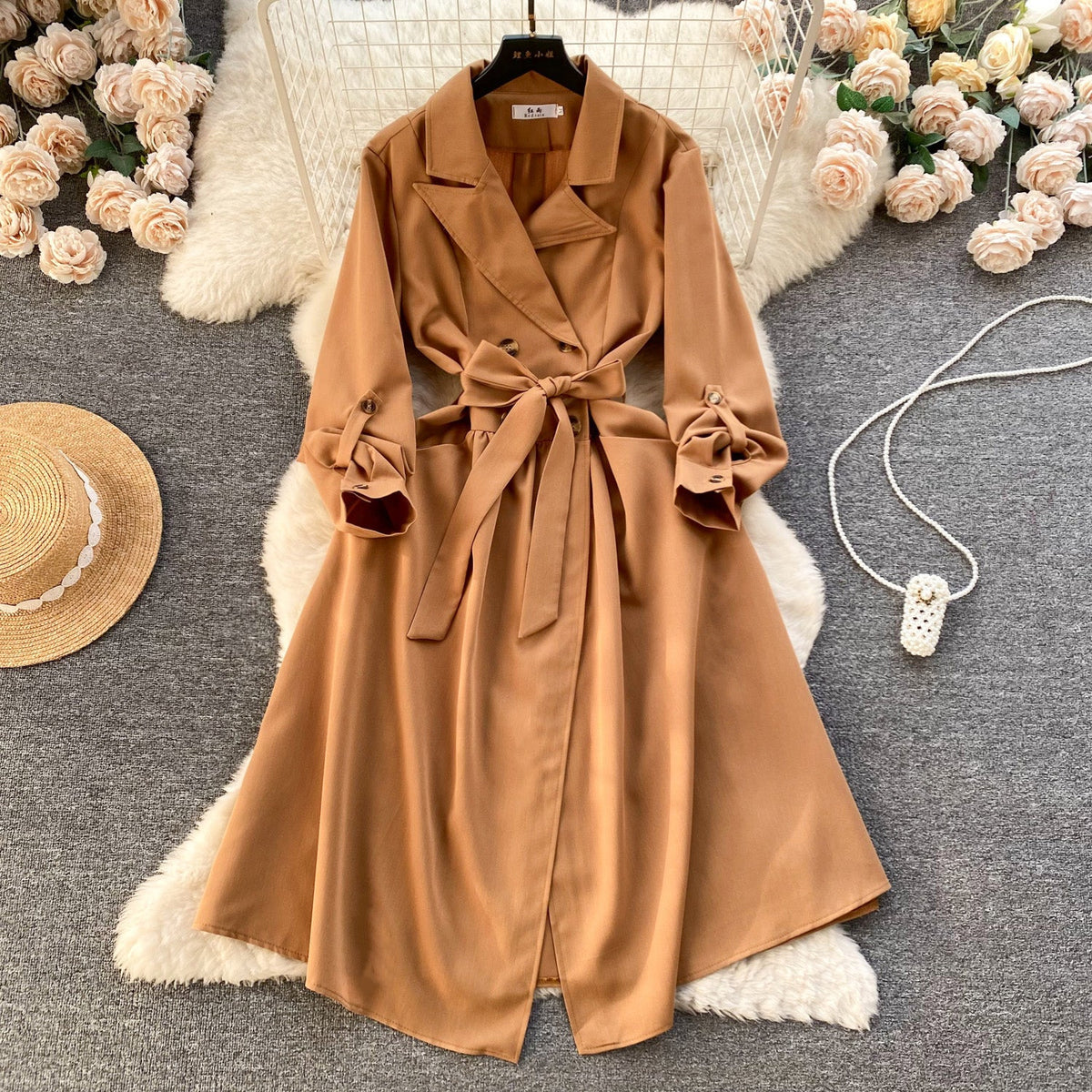 Premium Double-breasted Suit Collar Dress