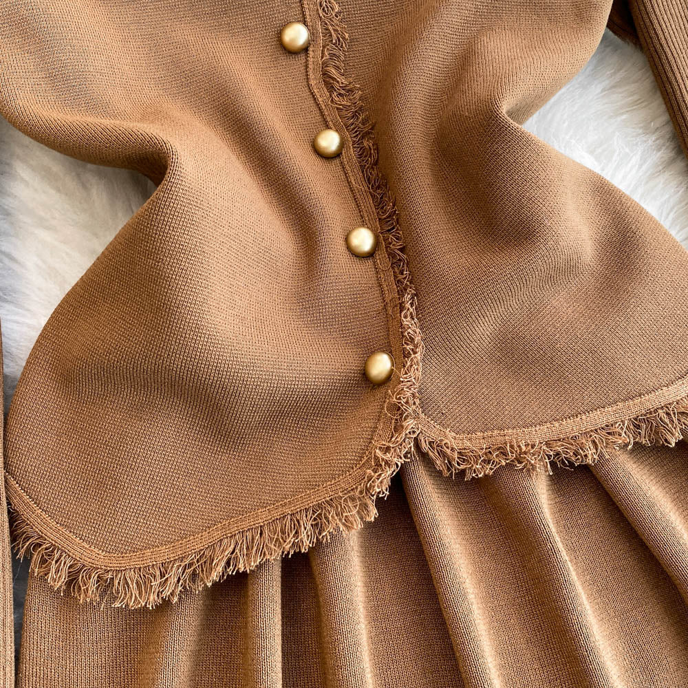 Woolen Vest&Sweater Dress Vintage 2Pcs