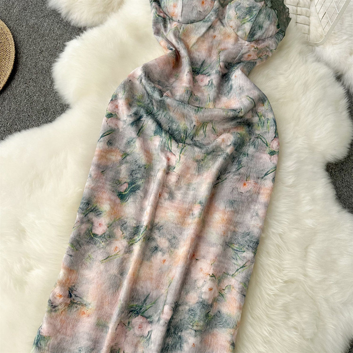 Lace Patchwork Floral Slip Dress