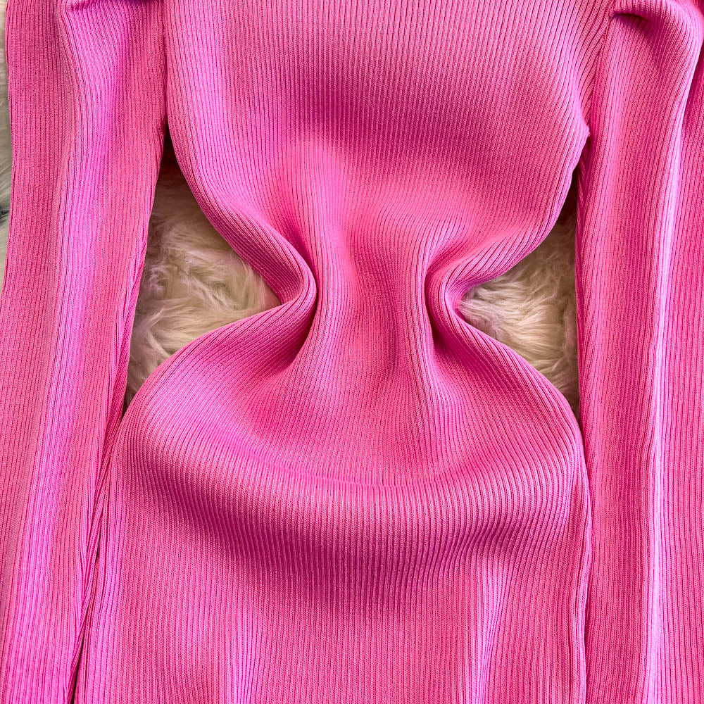 Barbie Pink Turtleneck Knitted Dress