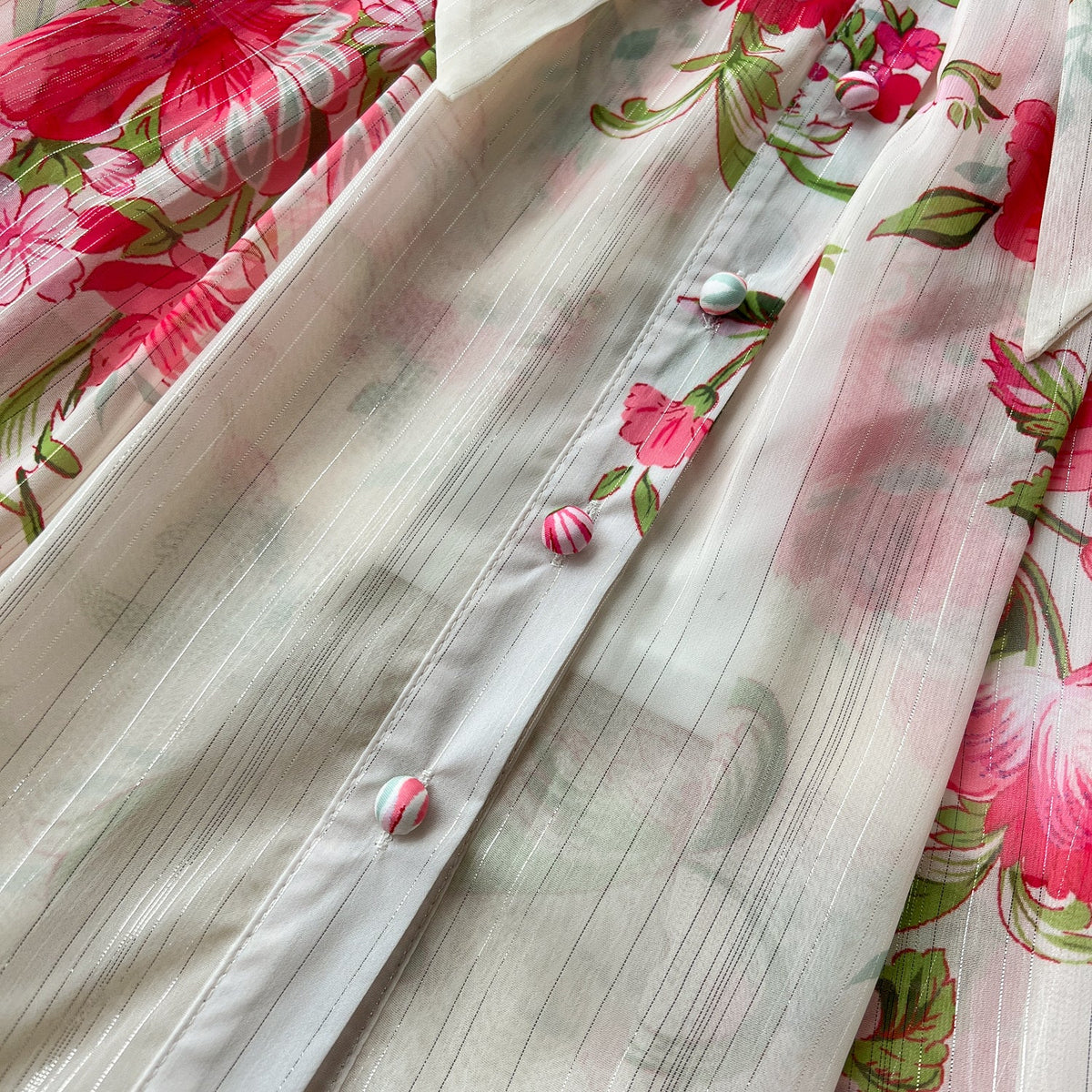 French Style Floral Chiffon Shirt Dress