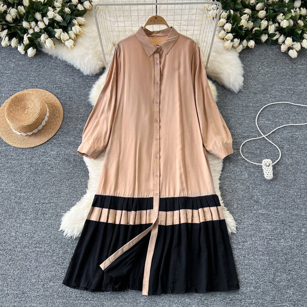 Color Blocking Oversized Shirt Dress