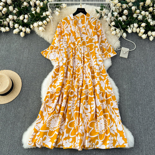 Oversized Floral Printed Shirt Dress