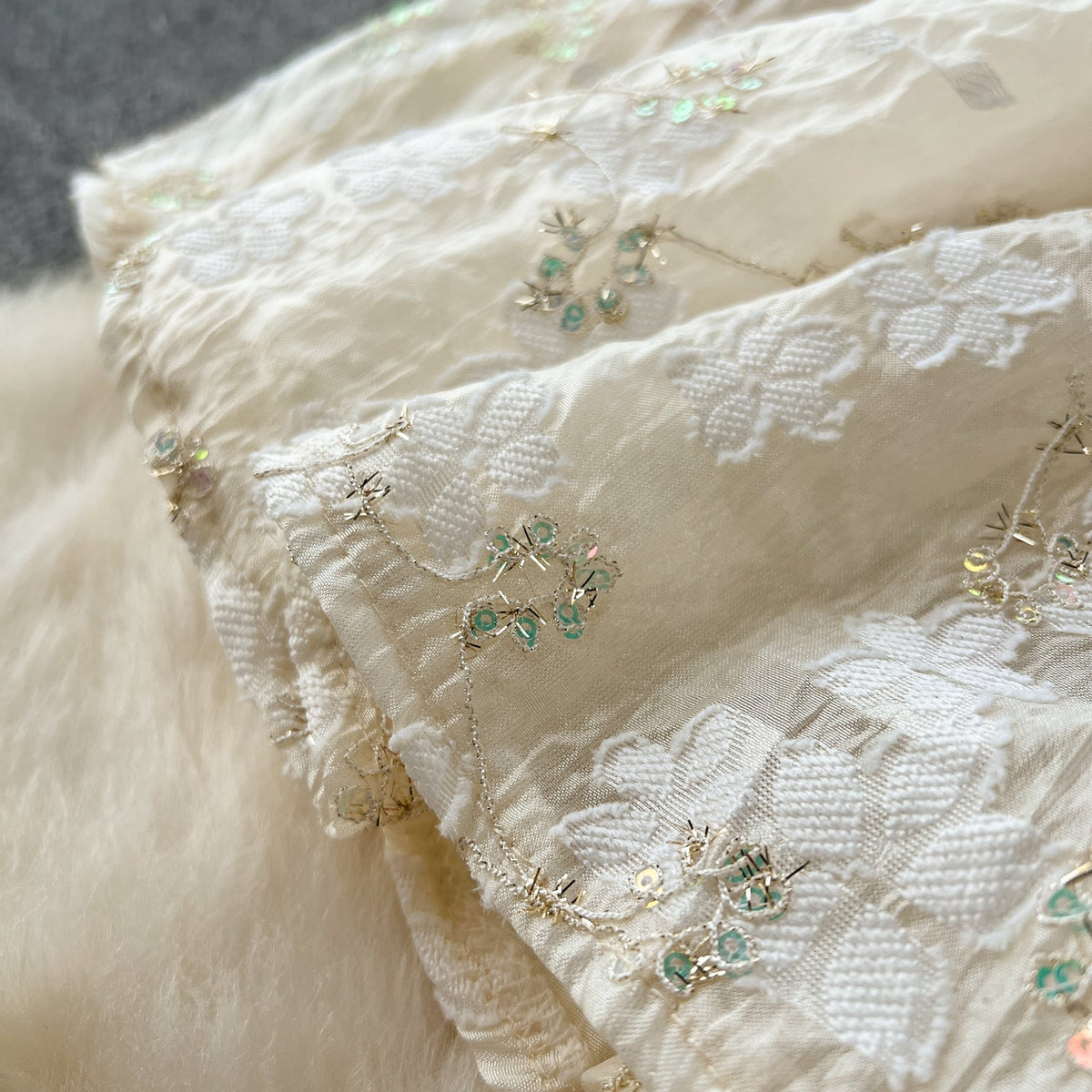 Premium Apricot Embroidered Party Dress