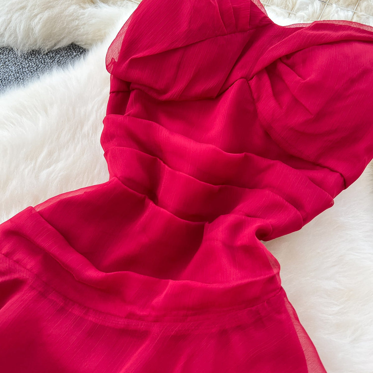 Irregular Design Ruffled Slip Dress