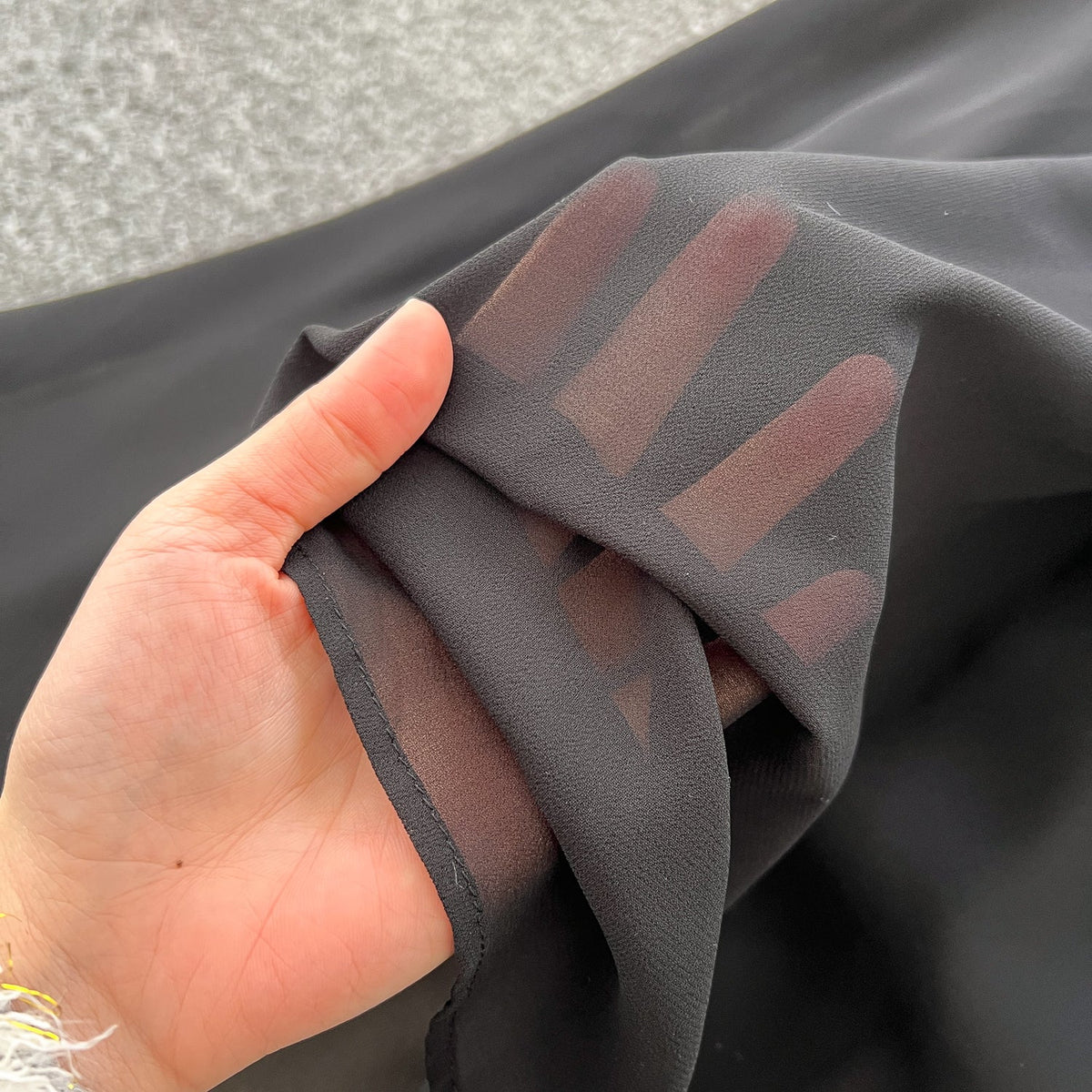 Elegant Metal Button Black Chiffon Dress