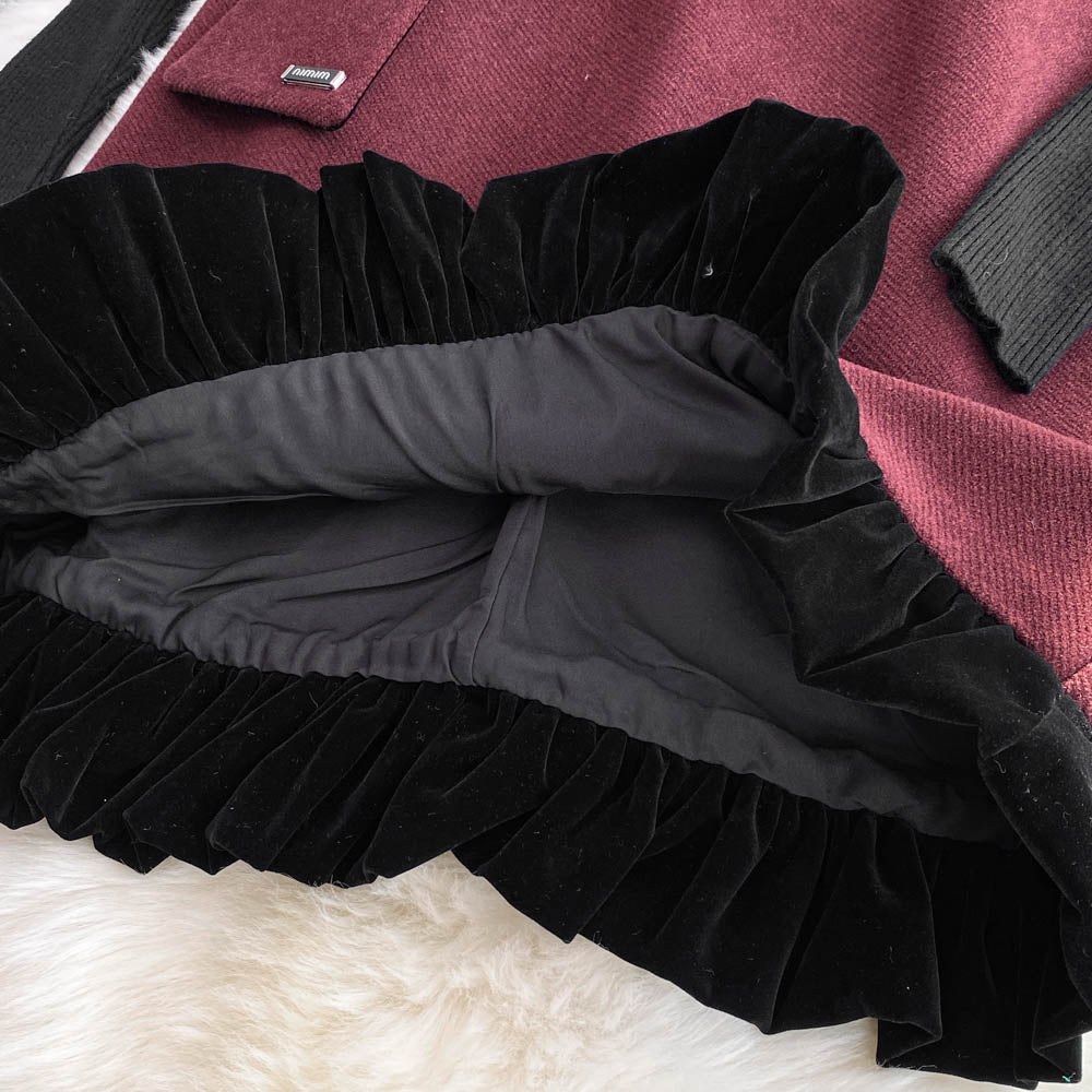 Patchwork Vest Dress&Black Sweater 2Pcs