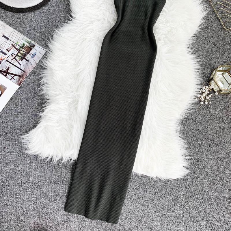 Elegant Solid Color Bodycon Knitted Dress