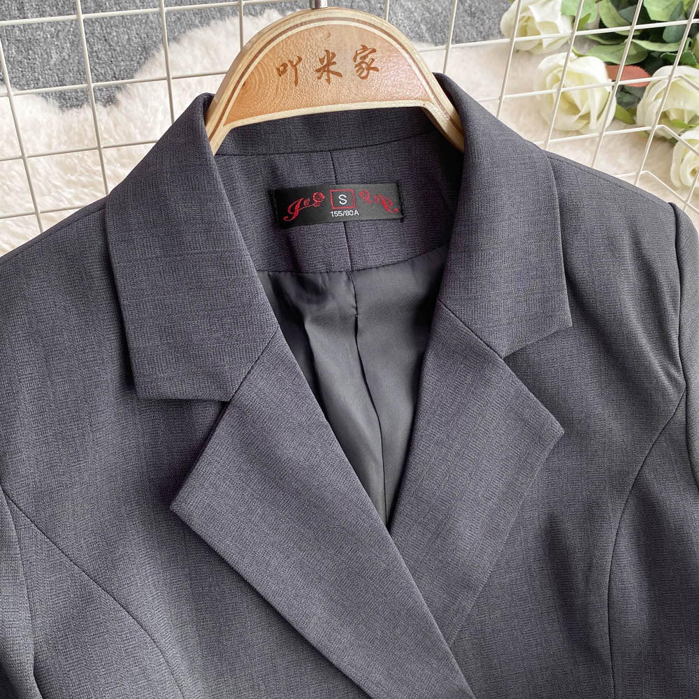 OL Outfit Pleated Black Suit Dress