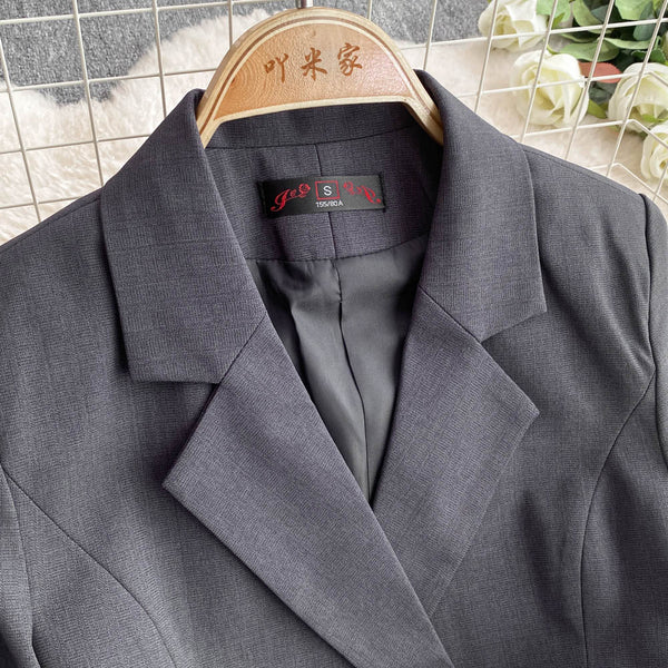 OL Outfit Pleated Black Suit Dress