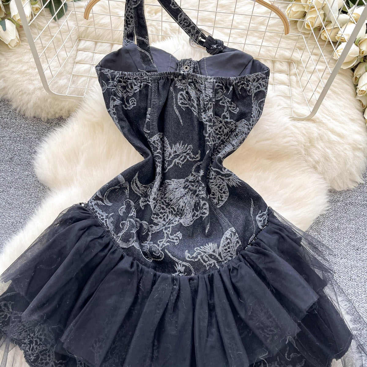 Vintage Distressed Denim Puffy Dress