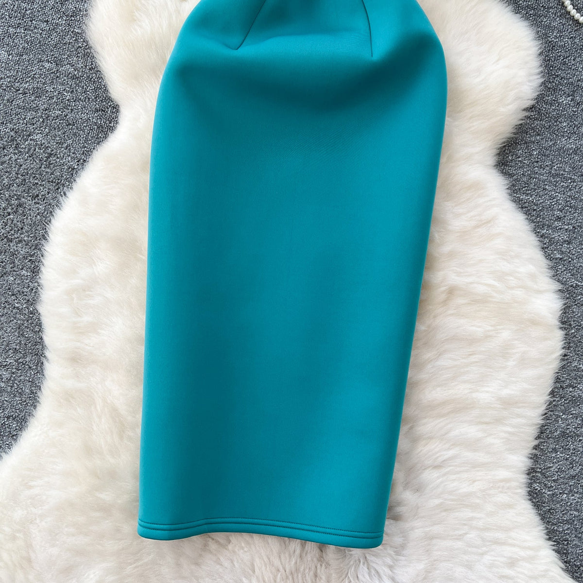 Slant Neckline Puffy Sleeve Dress