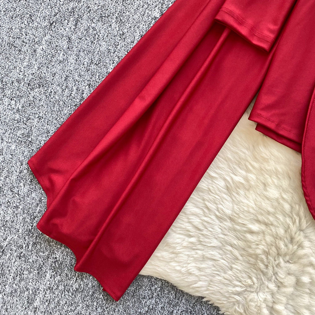 Irregular Design Turtleneck Dress with Ribbon
