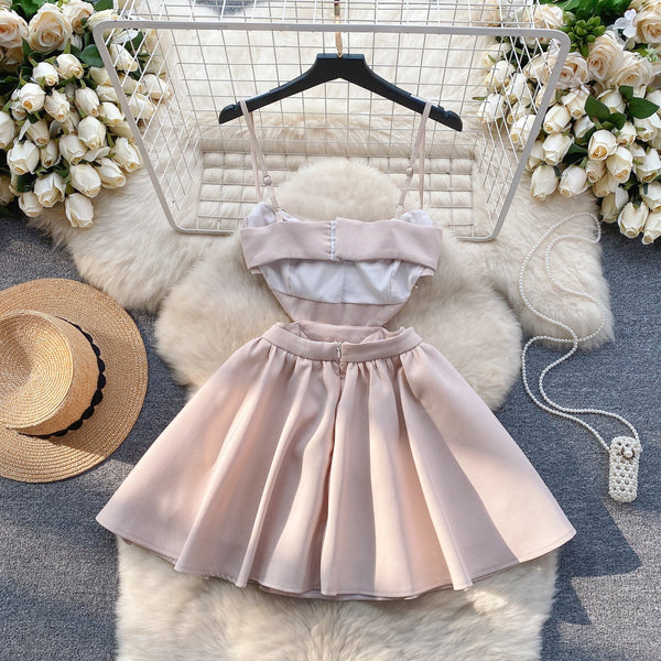 Backless Rhinestone Studded Slip Dress
