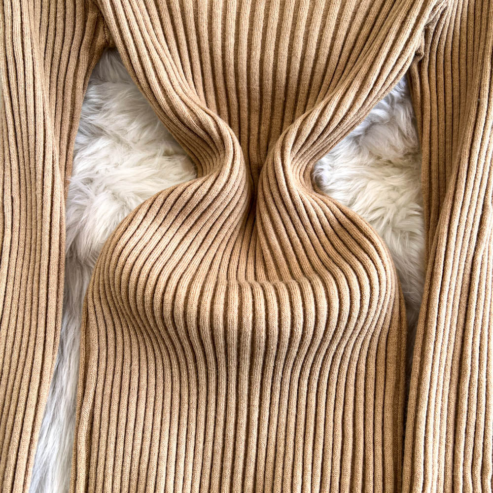 Niche Zipped Hip-wrapping Knit Dress