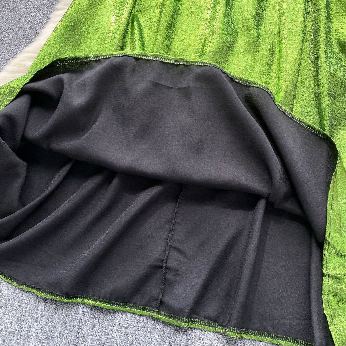 V-neck Glossy Green Slip Dress